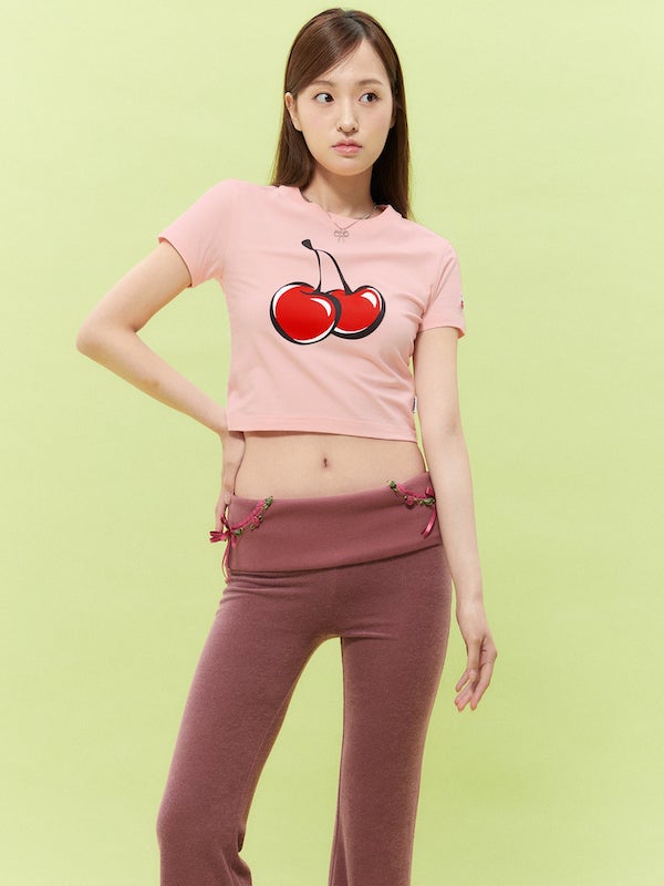 【Big Cherry Tokyo Collection】シグネチャービックチェリークロップTシャツ【ライトピンク】