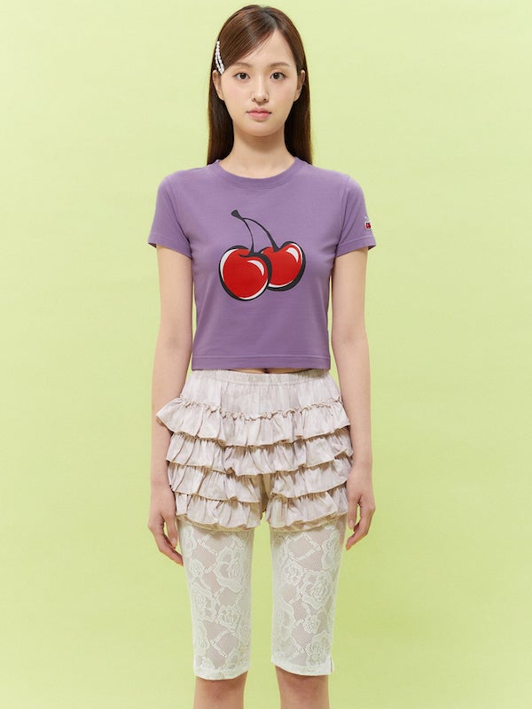 【Big Cherry Tokyo Collection】シグネチャービックチェリークロップTシャツ【パープル】