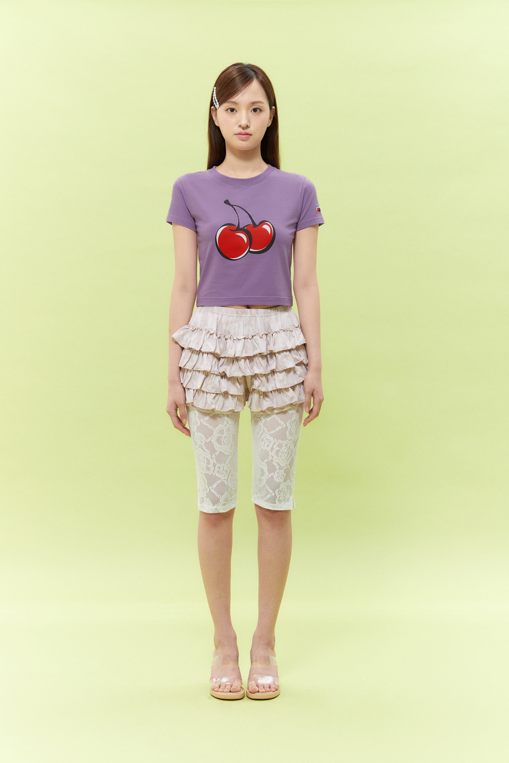 【Big Cherry Tokyo Collection】シグネチャービックチェリークロップTシャツ【ライトオレンジ】