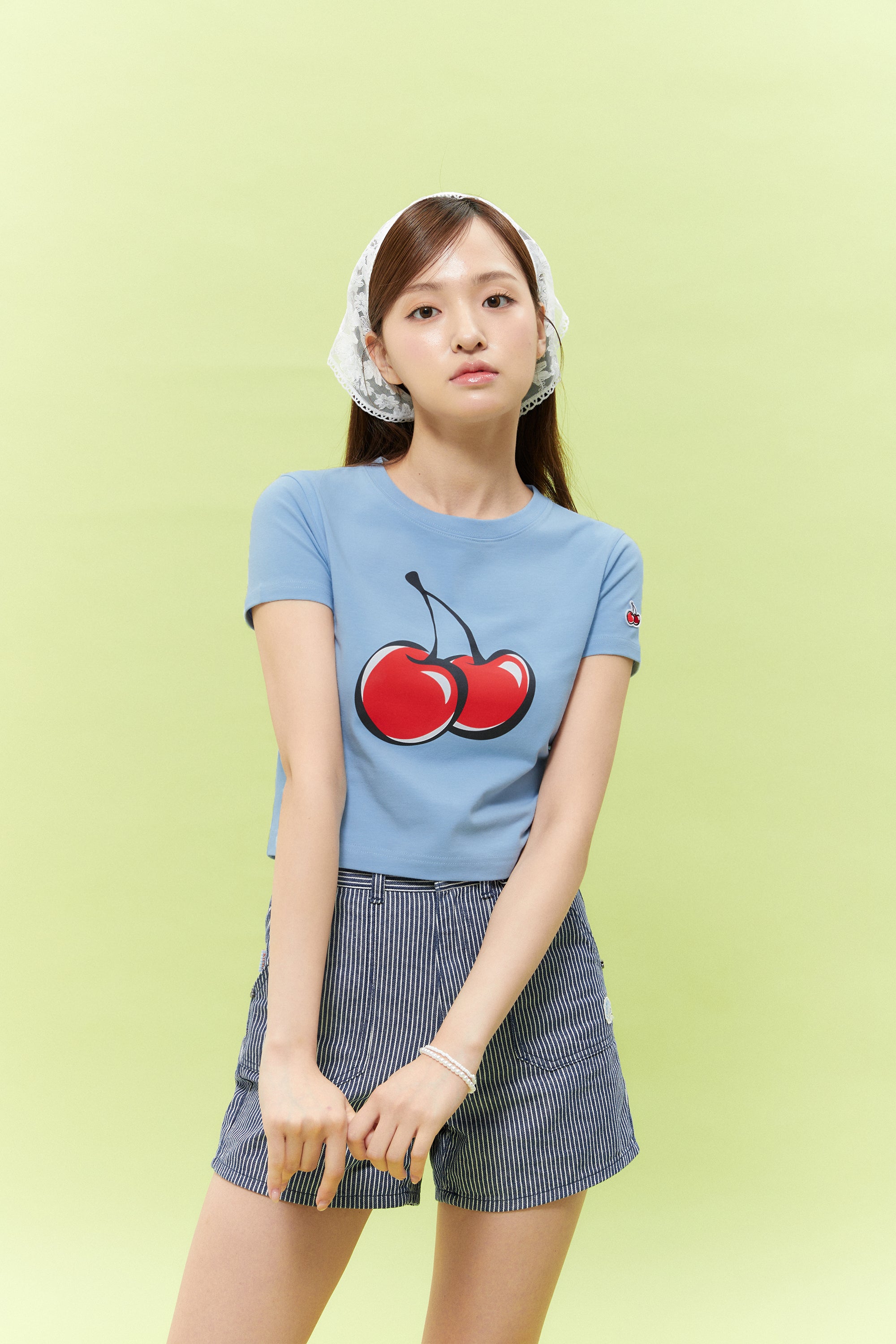 【Big Cherry Tokyo Collection】シグネチャービックチェリークロップTシャツ【ライトミント】