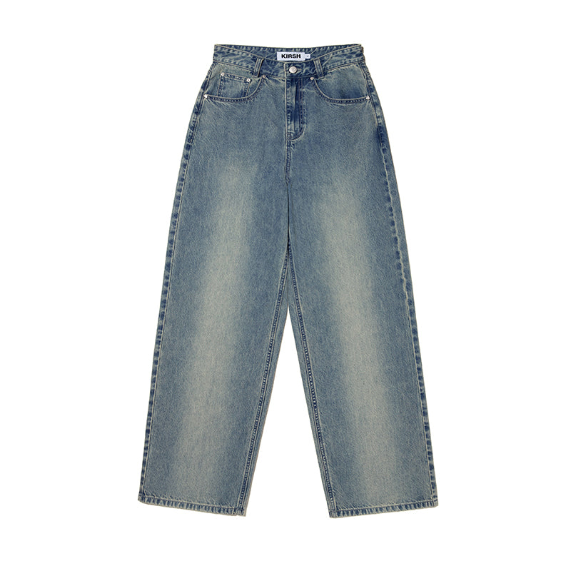 チェリーガーメントウォッシングワイドフィットデニム【ブラウンカーキ】