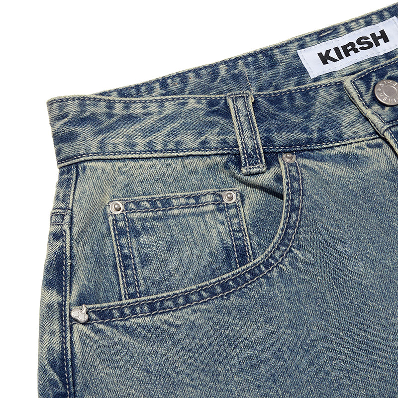 チェリーガーメントウォッシングワイドフィットデニム【ブラウンカーキ】