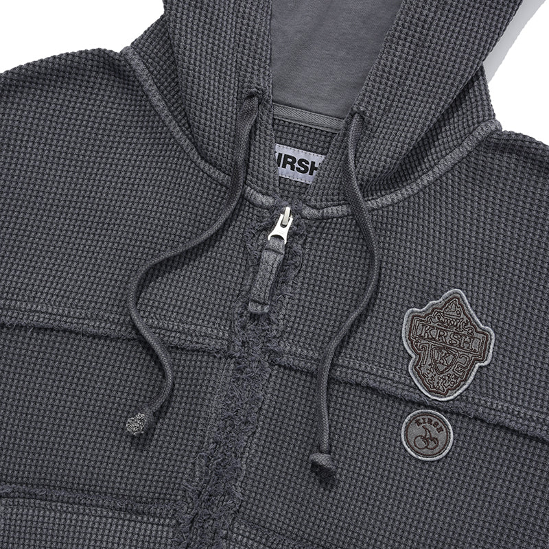 ピグメント ウォッシング フーディ ジップアップ【チャコール】