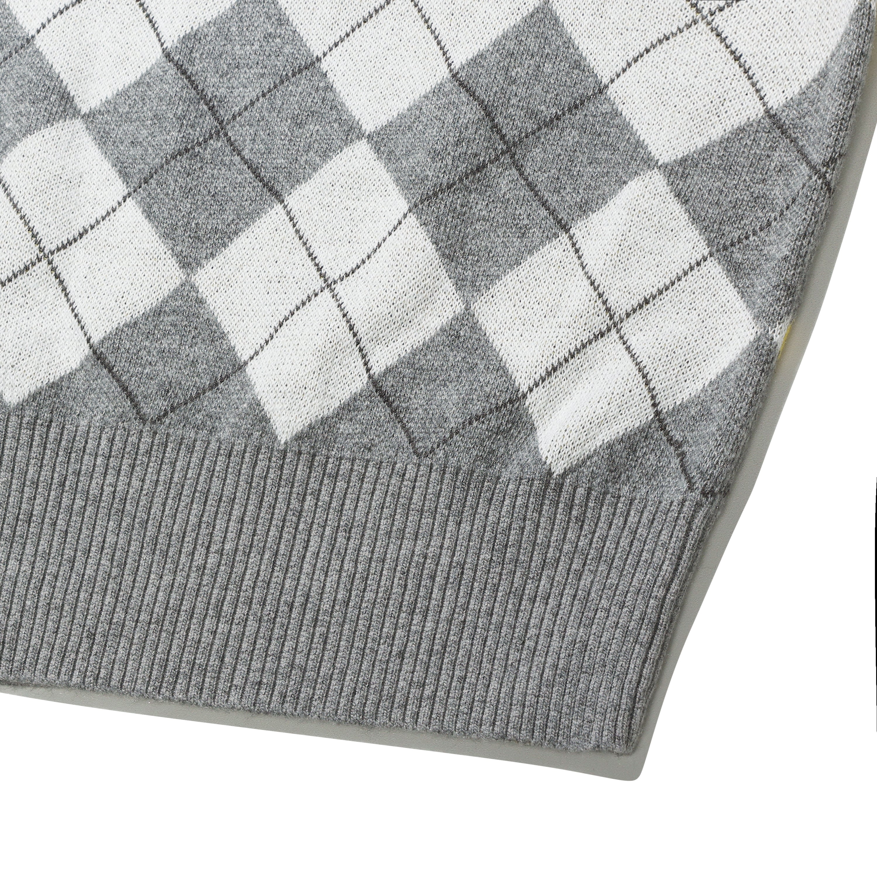 アンバランスアーガイルチェックニット【ライトイエロー】