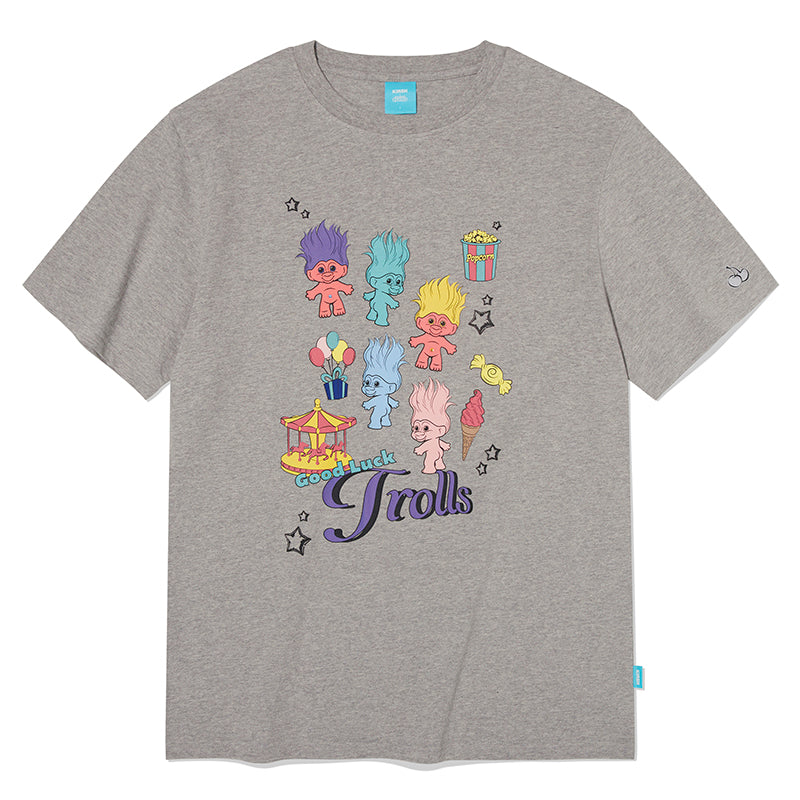 トロールグラフィックルーズフィットTシャツ【メランジグレー】