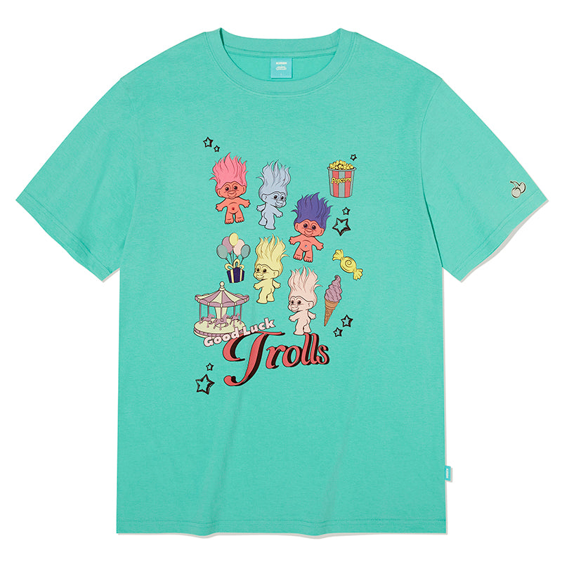 トロールグラフィックルーズフィットTシャツ【メランジグレー】