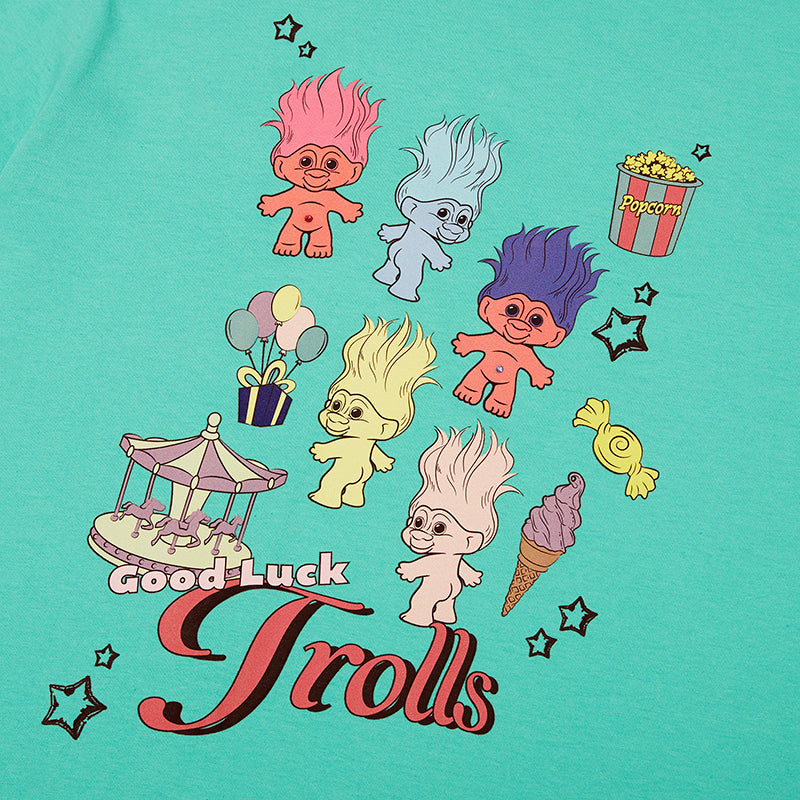 トロールグラフィックルーズフィットTシャツ【メランジグレー】