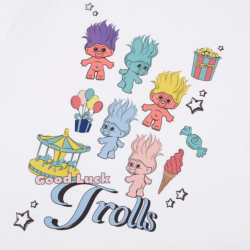 トロールグラフィックルーズフィットTシャツ【メランジグレー】