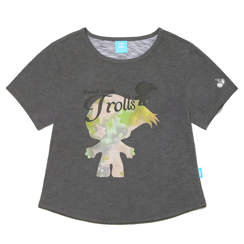 トロールシルエットスリムフィットTシャツ【ライトイエロー】