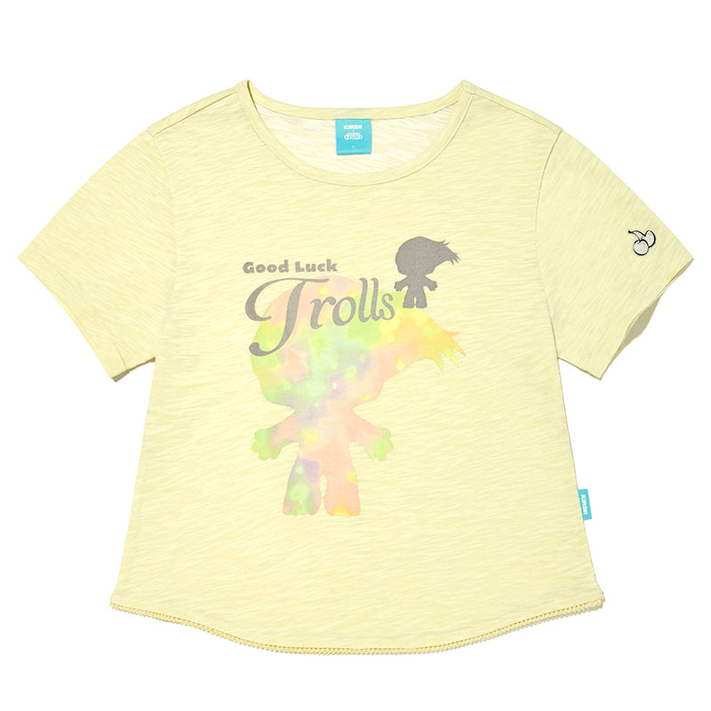 トロールシルエットスリムフィットTシャツ【ライトイエロー】