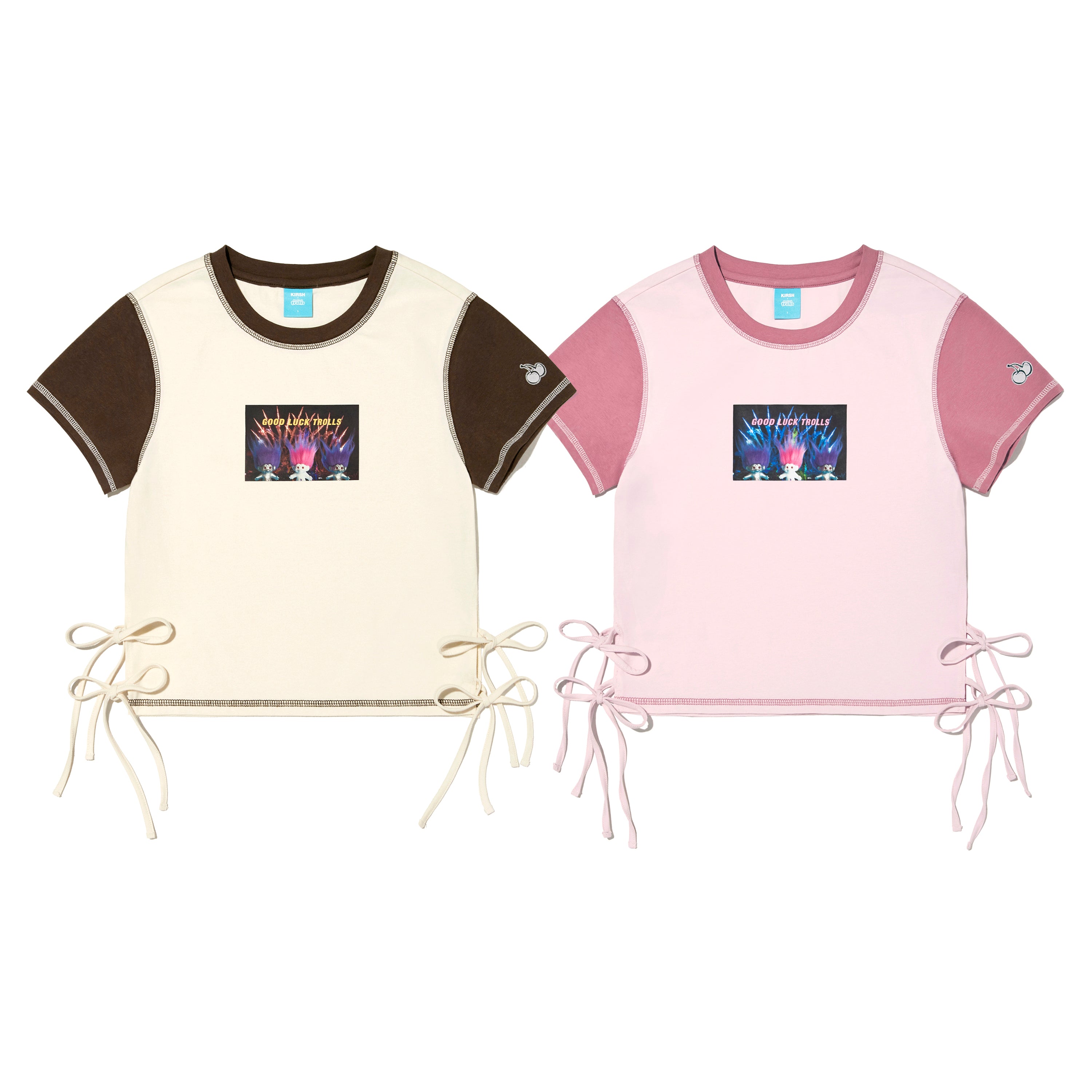 トロールカラーブロックスリムフィットTシャツ【アイボリー】