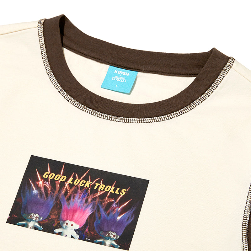 トロールカラーブロックスリムフィットTシャツ【アイボリー】