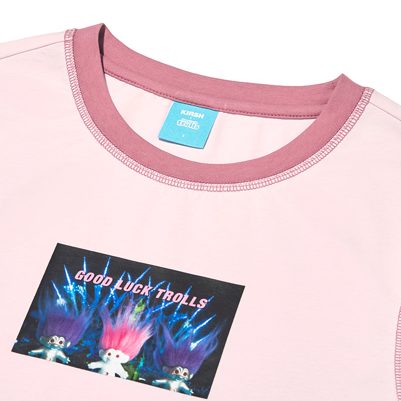トロールカラーブロックスリムフィットTシャツ【アイボリー】