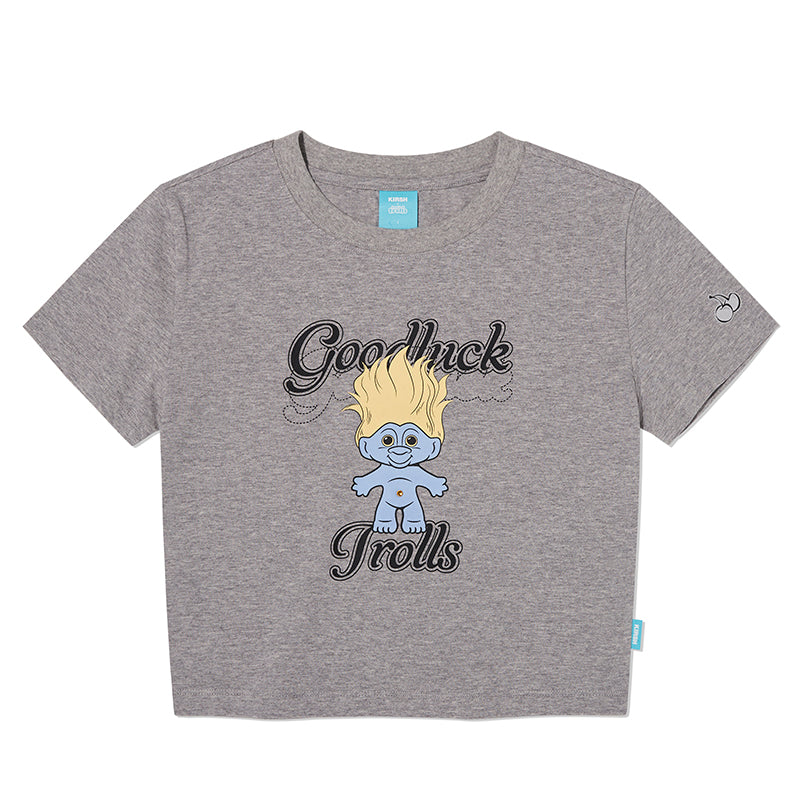 トロールグラフィッククロップTシャツ【メランジグレー】