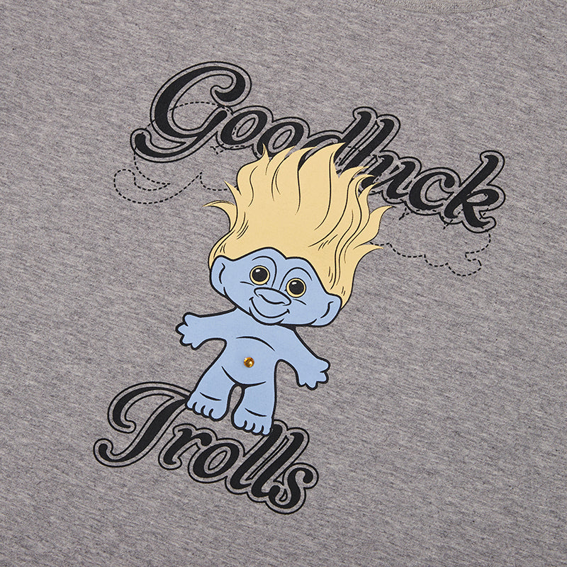 トロールグラフィッククロップTシャツ【メランジグレー】