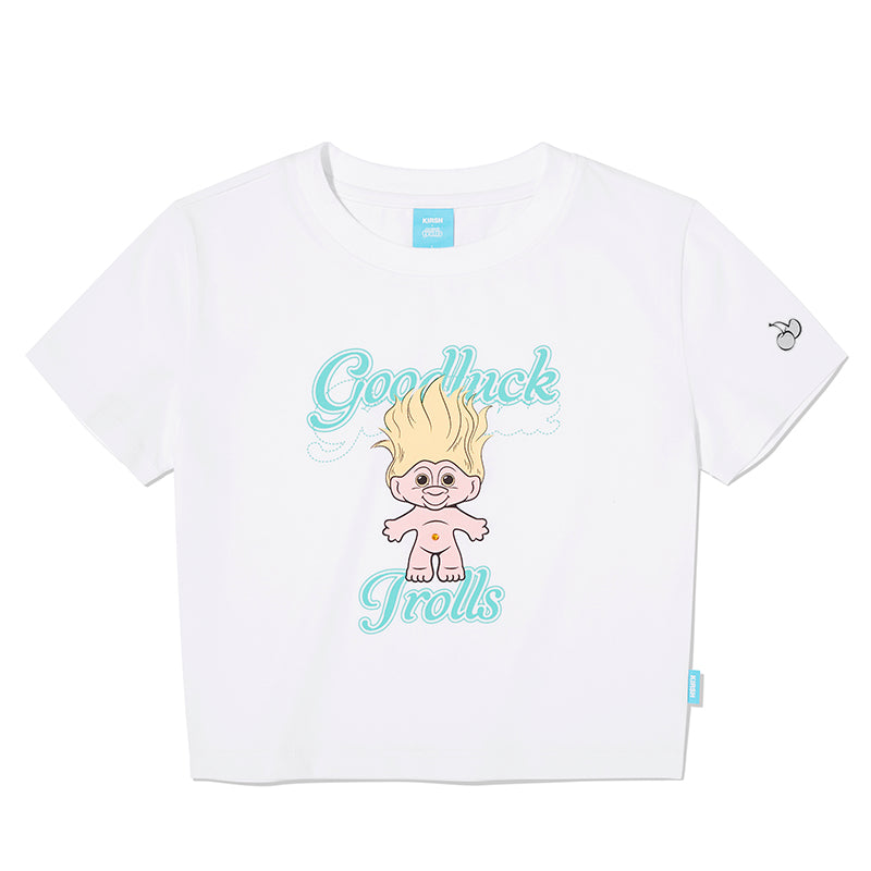 トロールグラフィッククロップTシャツ【メランジグレー】