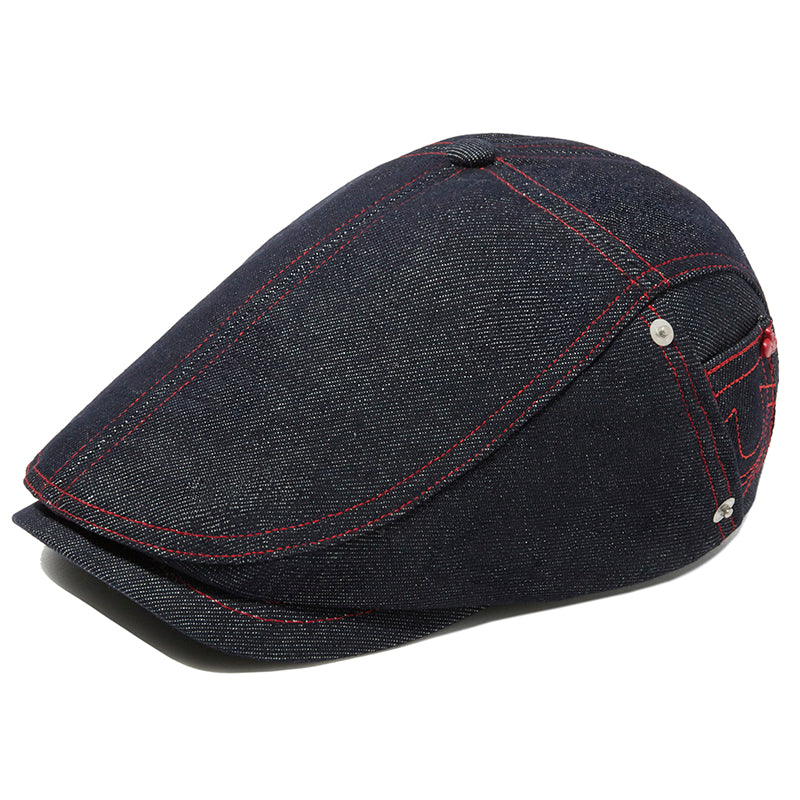KIRSH X TRUERELIGION ステッチポイントデニム ハンチングキャップ【レッド】