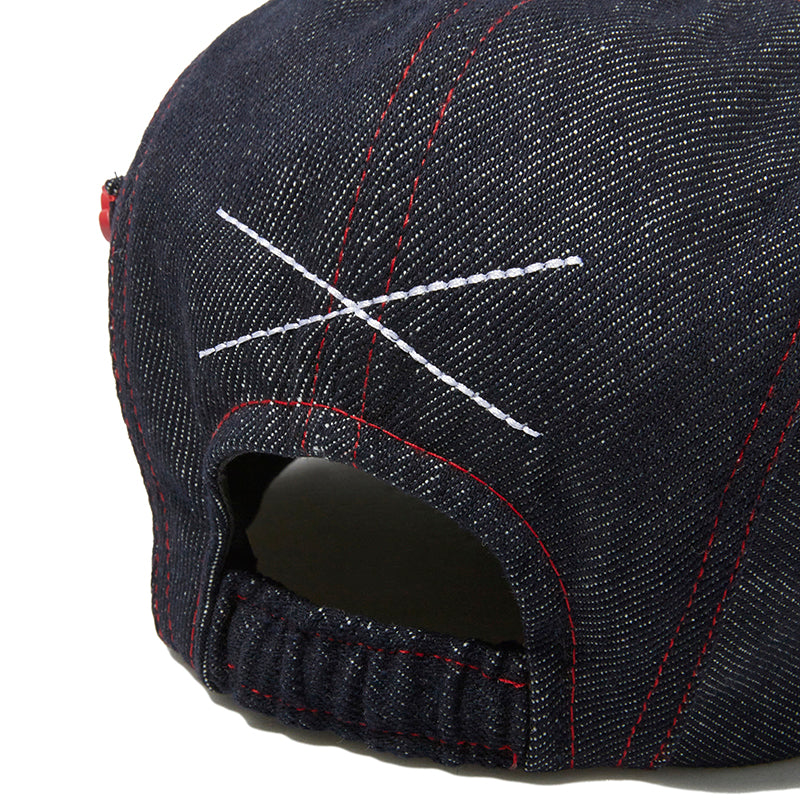 KIRSH X TRUERELIGION ステッチポイントデニム ハンチングキャップ【レッド】