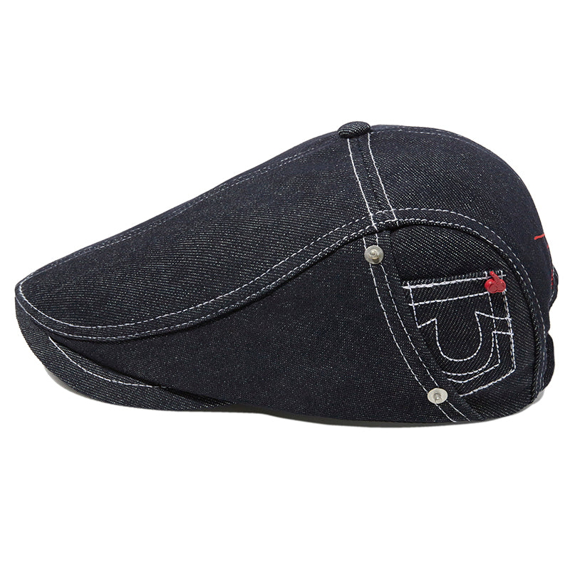 KIRSH X TRUERELIGION ステッチポイントデニム ハンチングキャップ【ホワイト】