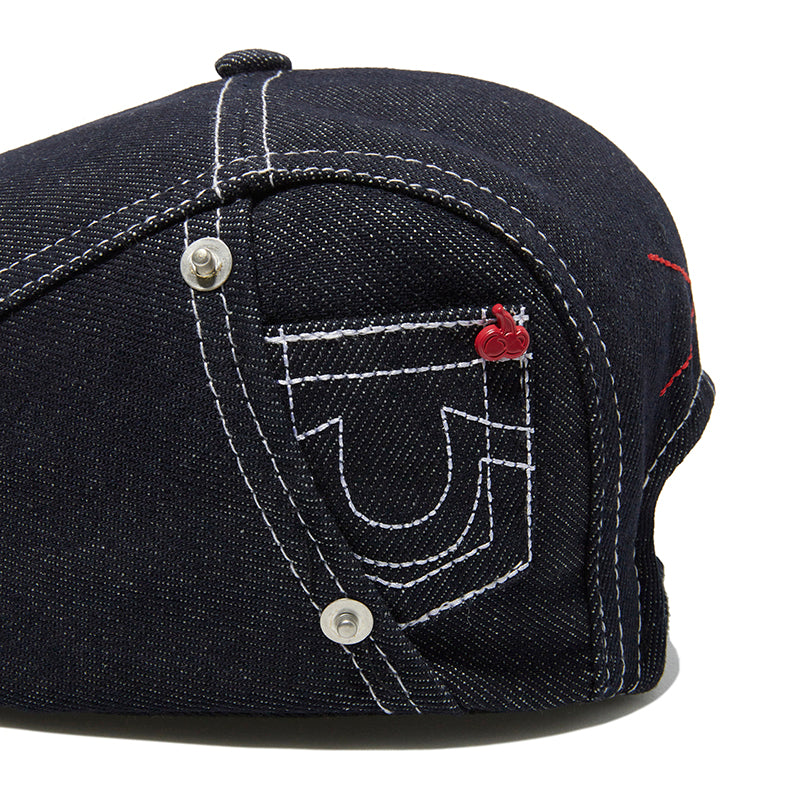 KIRSH X TRUERELIGION ステッチポイントデニム ハンチングキャップ【ホワイト】