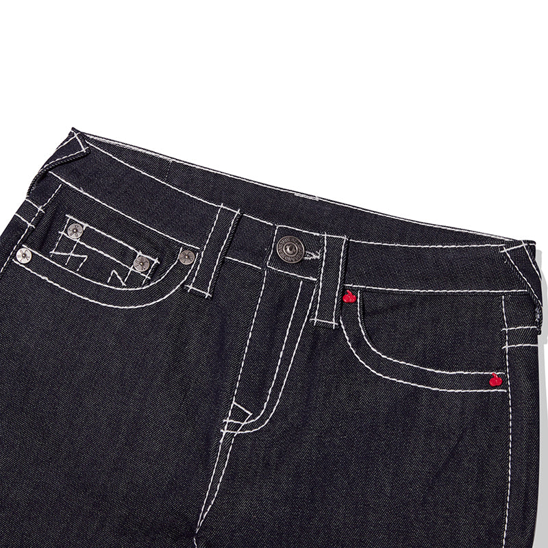 KIRSH X TRUERELIGION ステッチポイントブーツカットデニムパンツ【ダークブルー】