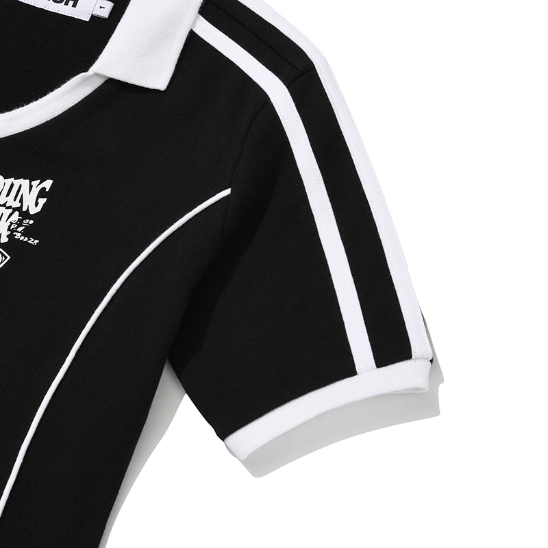 オープンカラースポーティドレス【ブラック】