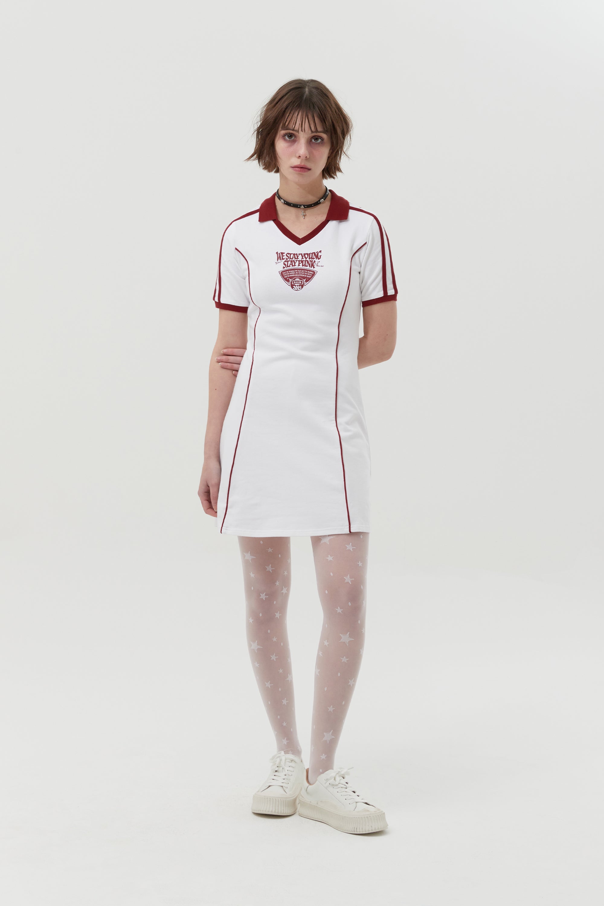 オープンカラースポーティドレス【ブラック】