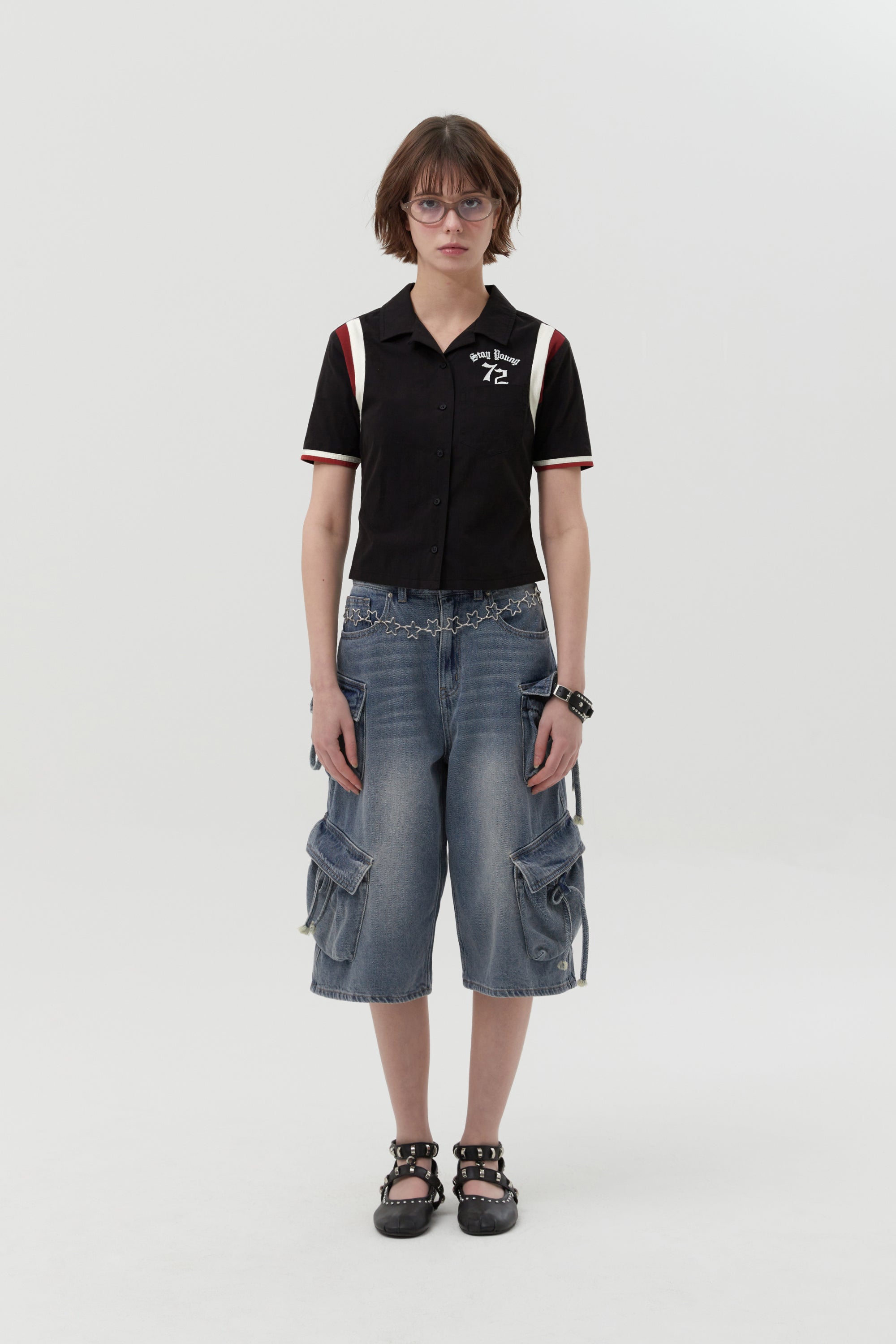 72ボーリングシャツ【ブラック】