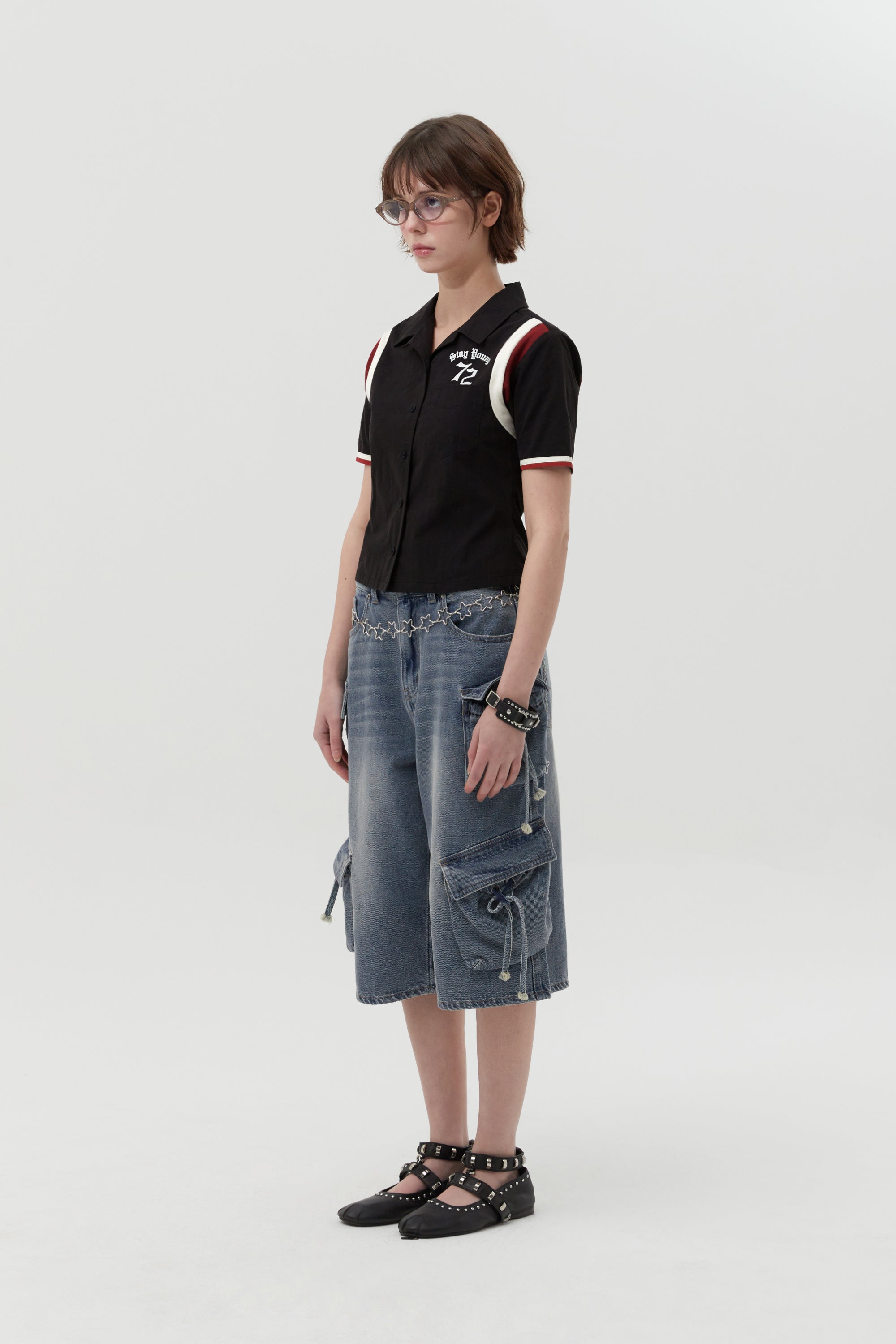 72ボーリングシャツ【ブラック】