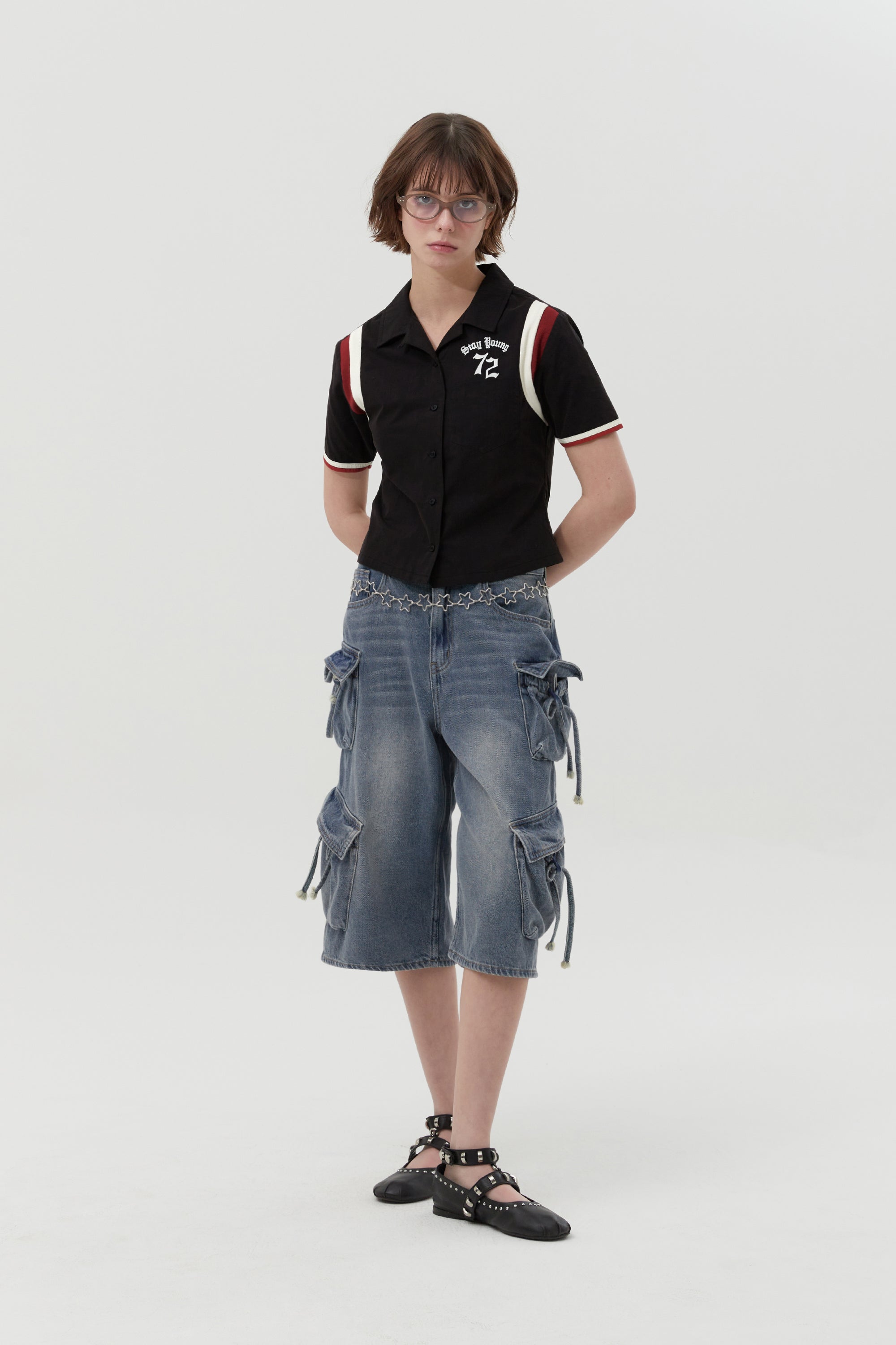 72ボーリングシャツ【ブラック】