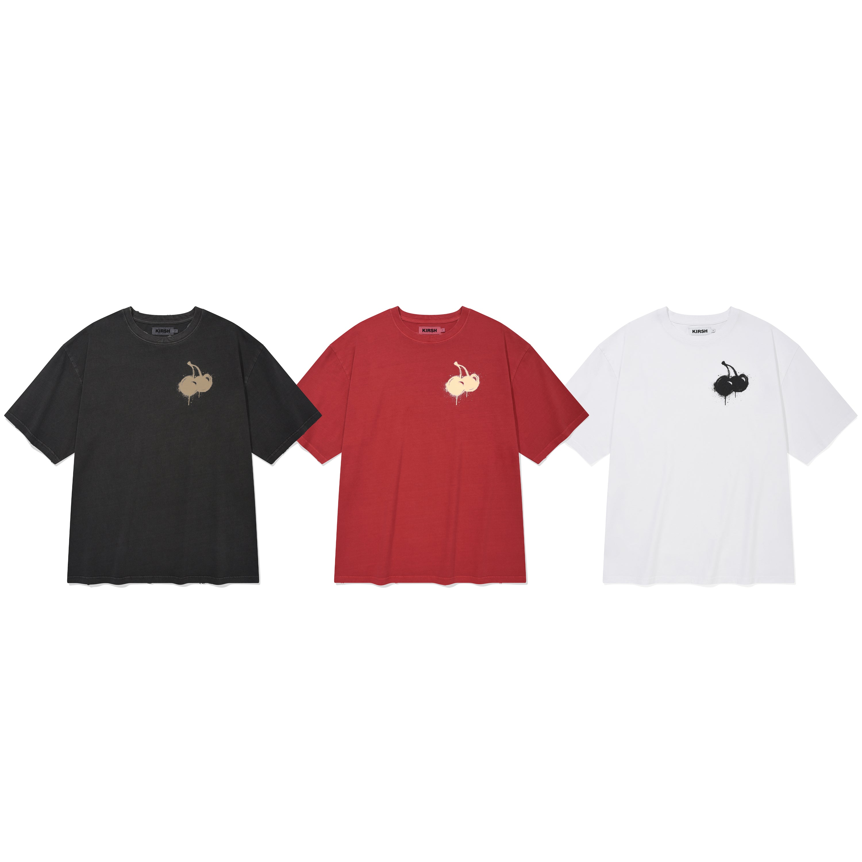 メルティングチェリーピグメントウォッシングTシャツ【ホワイト】