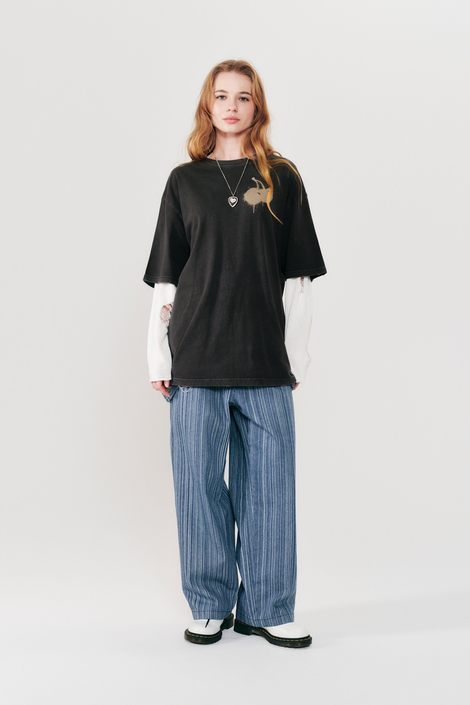 メルティングチェリーピグメントウォッシングTシャツ【ホワイト】