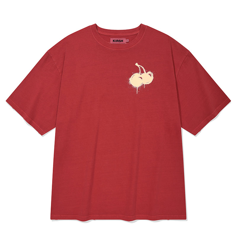 メルティングチェリーピグメントウォッシングTシャツ【ホワイト】