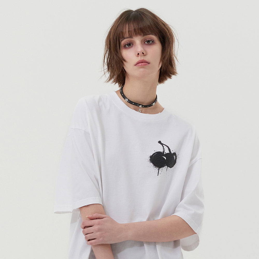 メルティングチェリーピグメントウォッシングTシャツ【チャコール】