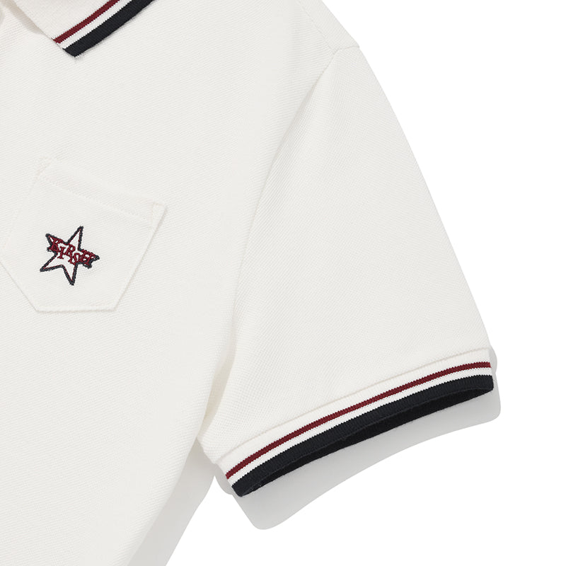 ボタンポイントスリムフィットカラーTシャツ【アイボリー】