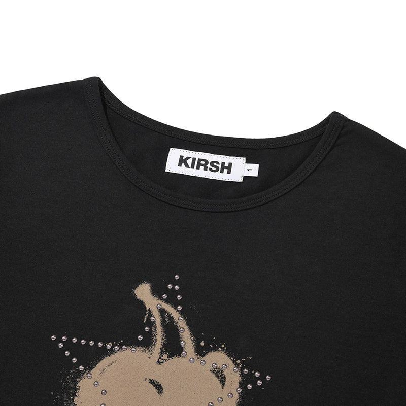 メルティングチェリープリンテッドクロップTシャツ【レッド】