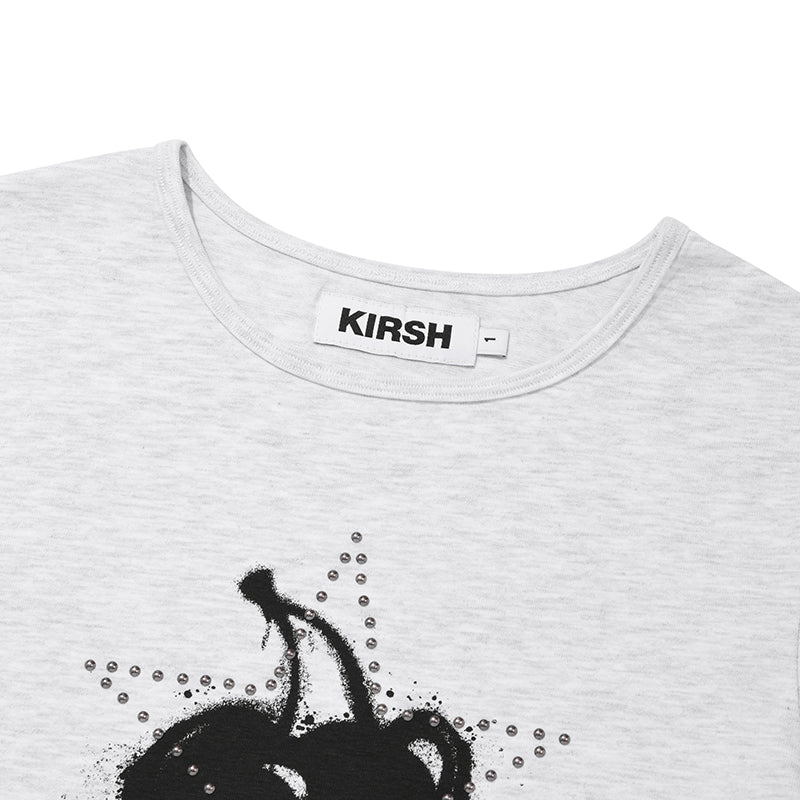 メルティングチェリープリンテッドクロップTシャツ【レッド】