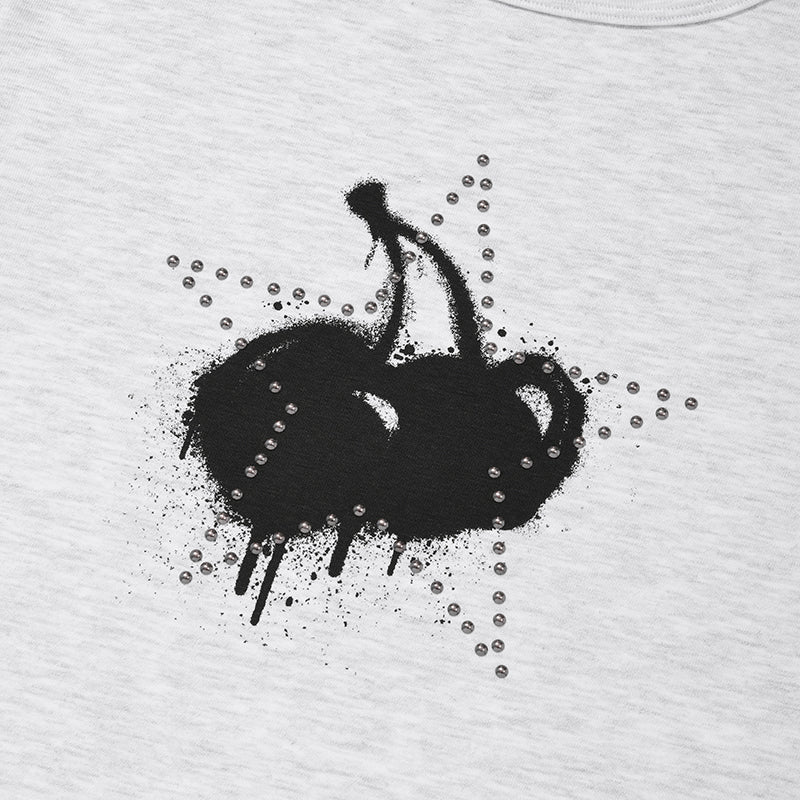 メルティングチェリープリンテッドクロップTシャツ【レッド】