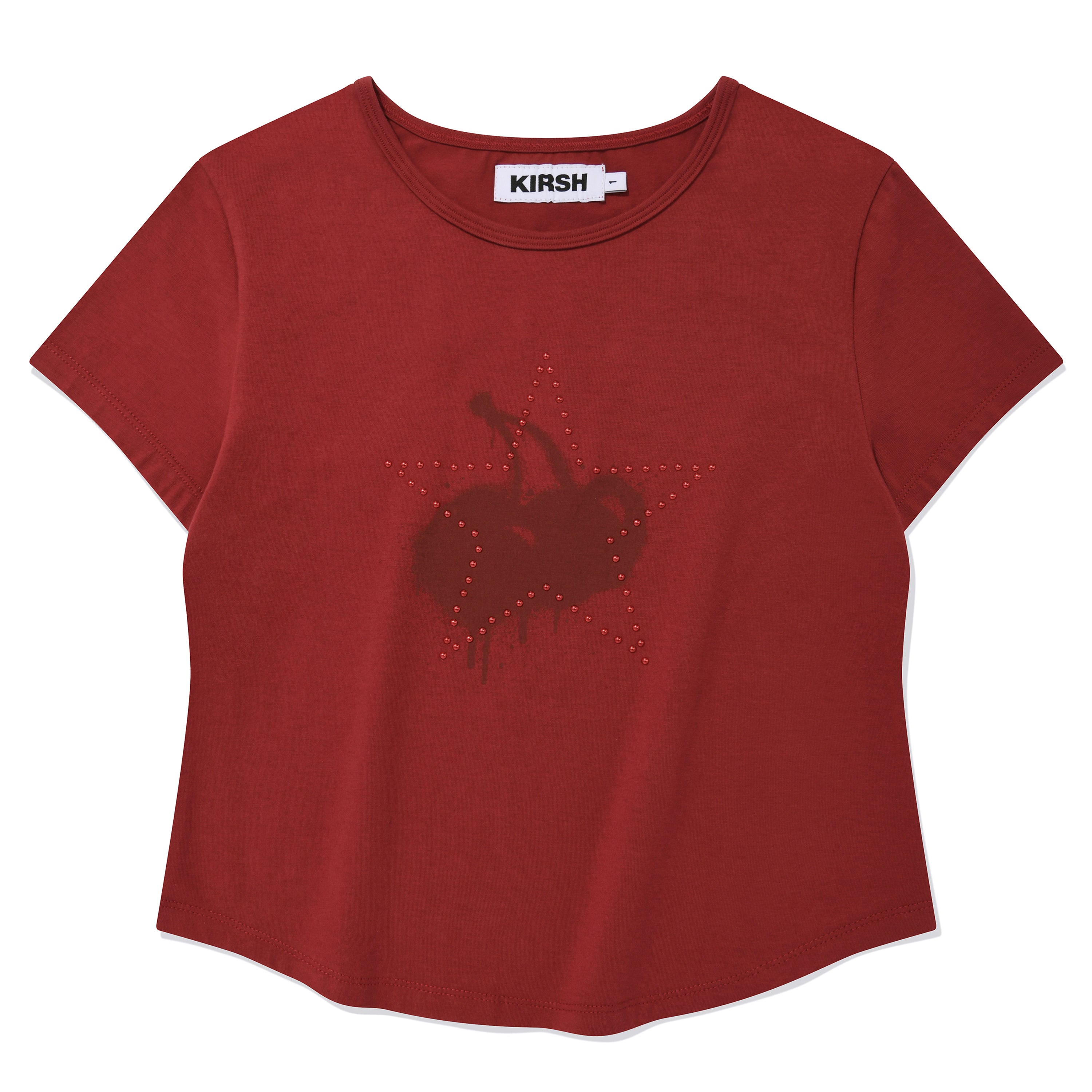 メルティングチェリープリンテッドクロップTシャツ【レッド】