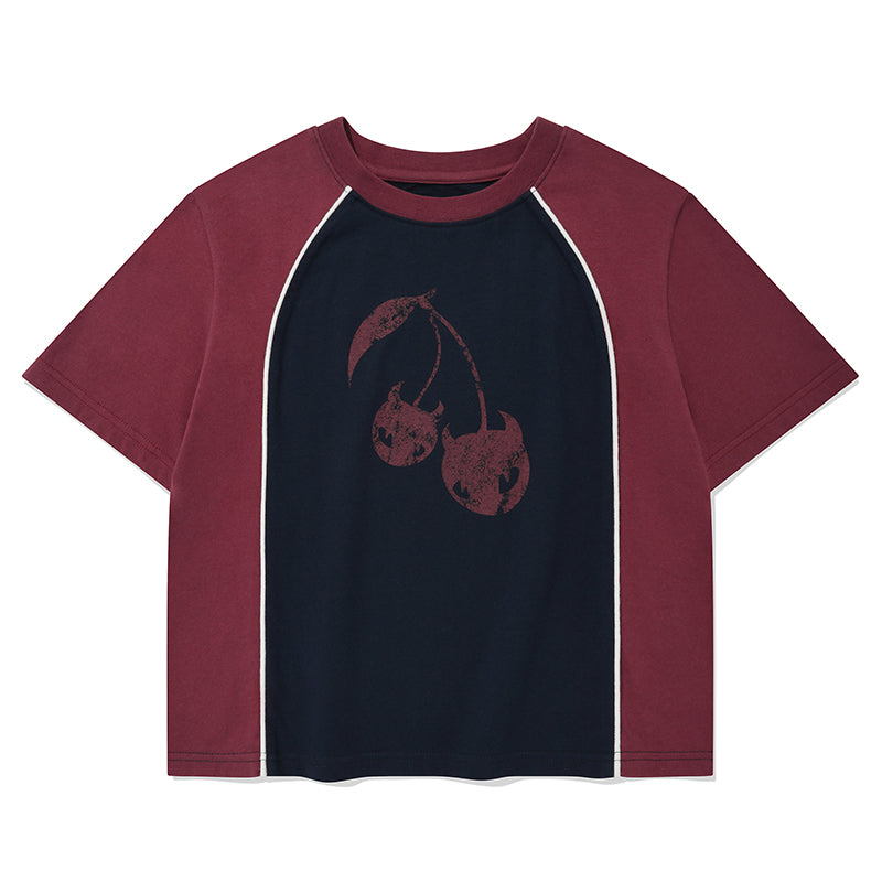 カラーブロックラグランTシャツ【ネイビー】