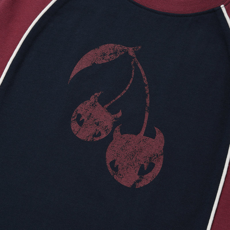 カラーブロックラグランTシャツ【ネイビー】