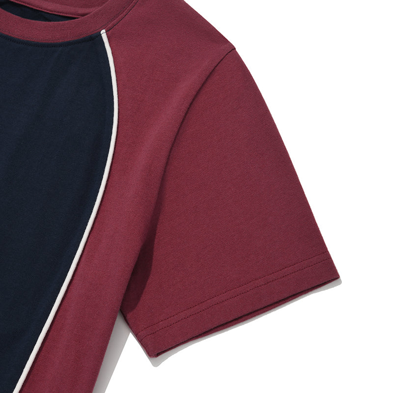 カラーブロックラグランTシャツ【ネイビー】