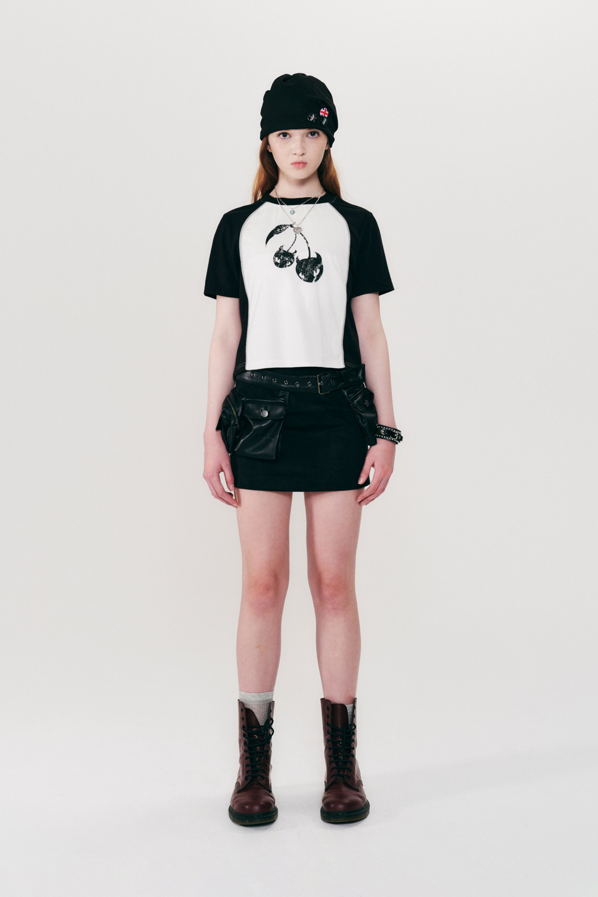 カラーブロックラグランTシャツ【ネイビー】
