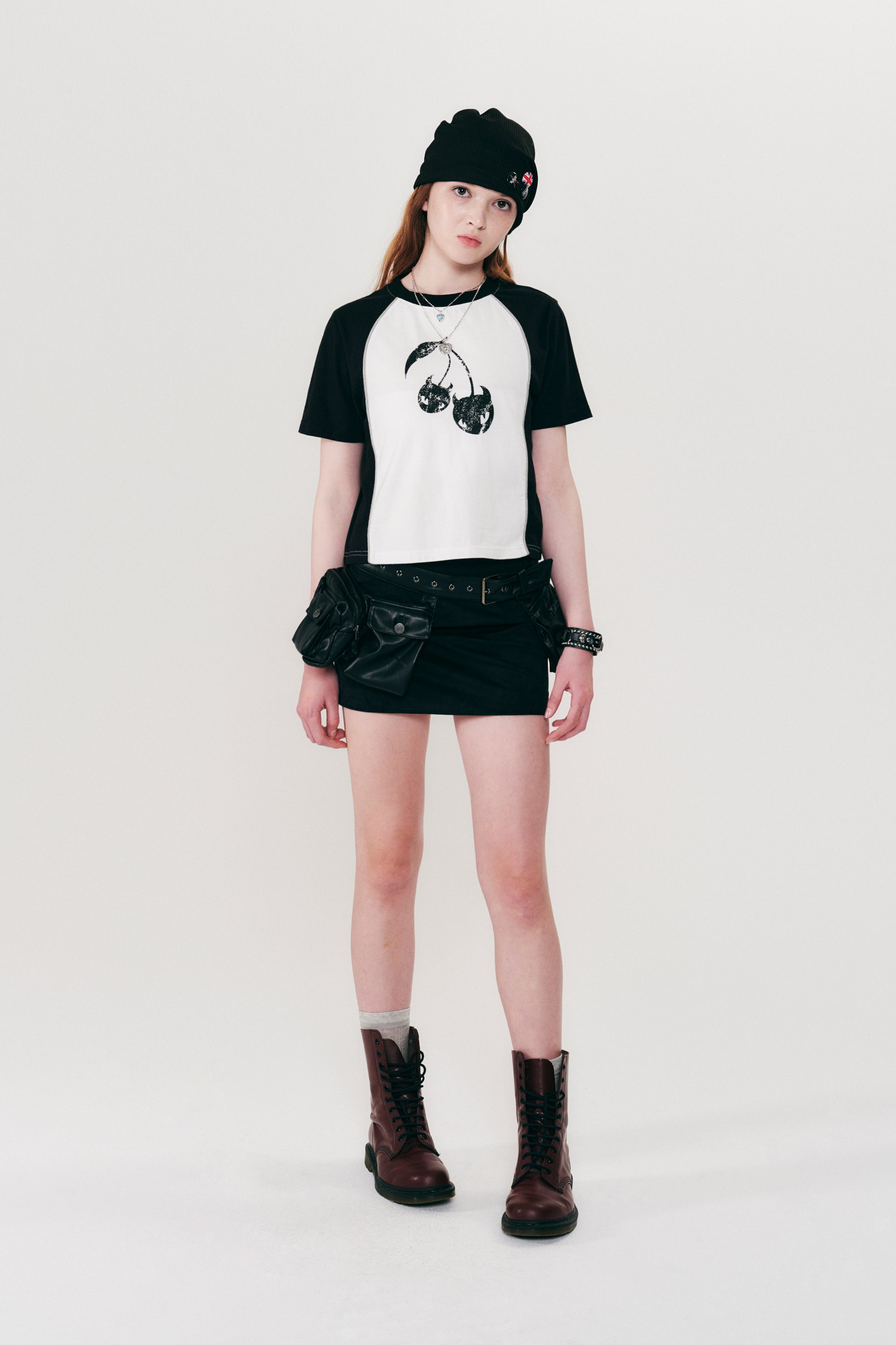 カラーブロックラグランTシャツ【ネイビー】