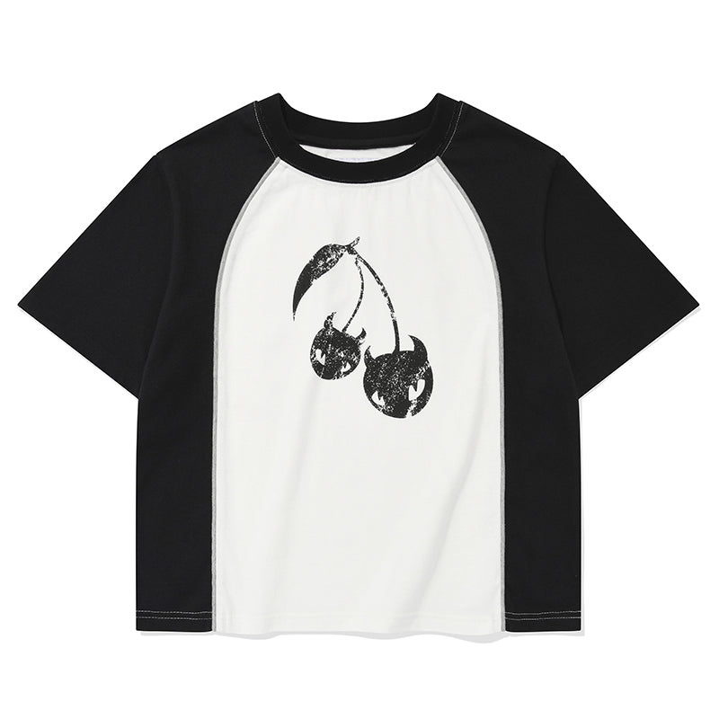 カラーブロックラグランTシャツ【ネイビー】