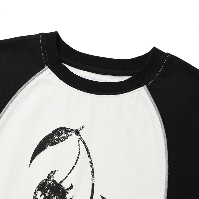 カラーブロックラグランTシャツ【ネイビー】