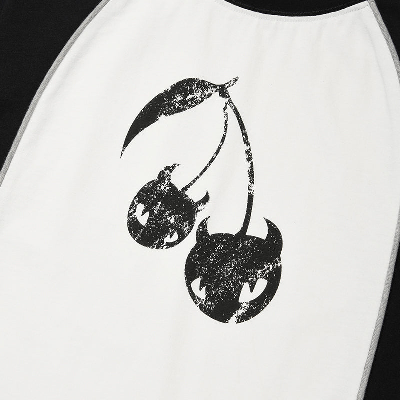 カラーブロックラグランTシャツ【ネイビー】