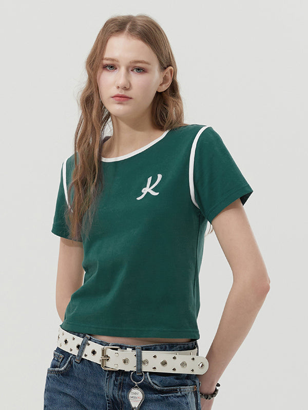 グラフィックリンガーTシャツ【ネイビー】