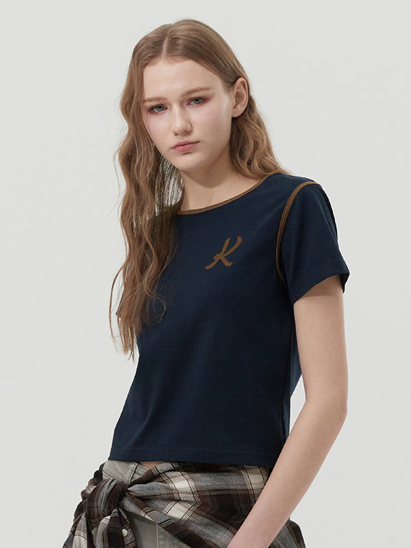 グラフィックリンガーTシャツ【ネイビー】