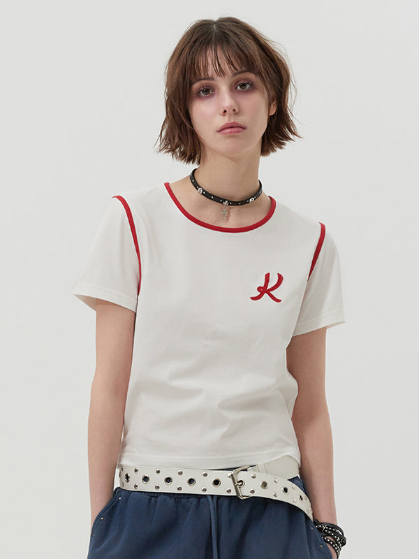 グラフィックリンガーTシャツ【ネイビー】